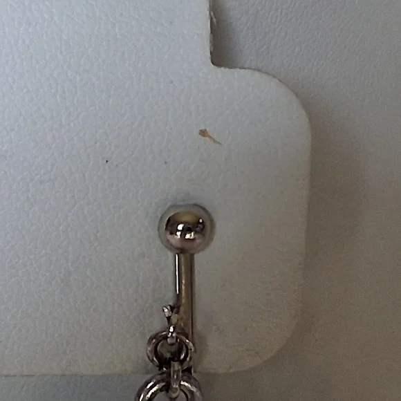 Vintage Flower Link Diamond Shaped Dangle Mesh Clip On Earrings Statement 4" - Picture 3 of 7